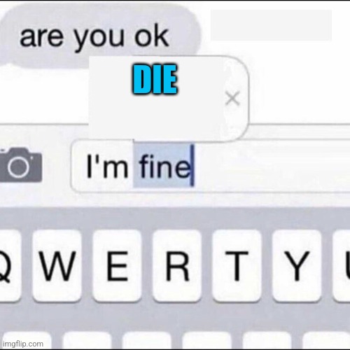 Im fine | DIE | image tagged in im fine | made w/ Imgflip meme maker