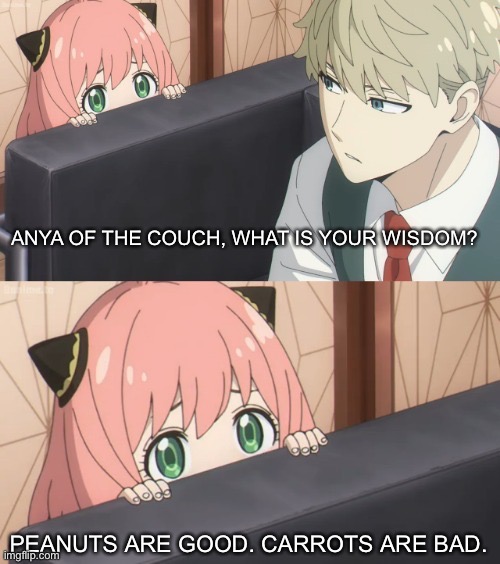 Anime couch anya what is your wisdom Memes & GIFs - Imgflip