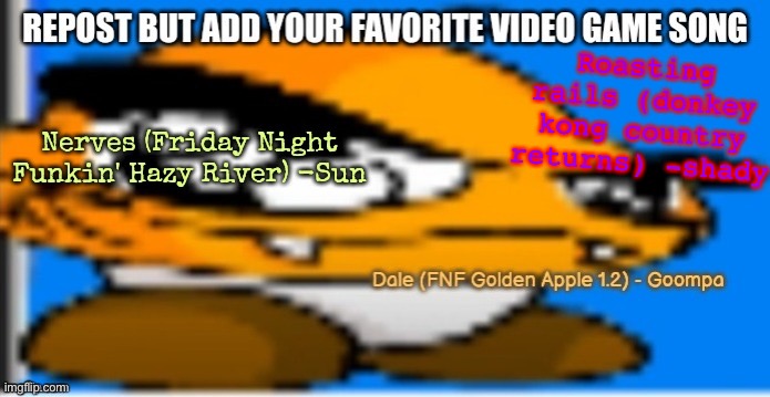 Imagine having an fnf song as your favorite song | Roasting rails (donkey kong country returns) -shady | made w/ Imgflip meme maker