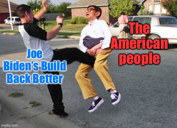 Had enough yet? | The American people; Joe Biden’s Build Back Better | image tagged in kick in balls,build back better,joe biden | made w/ Imgflip meme maker
