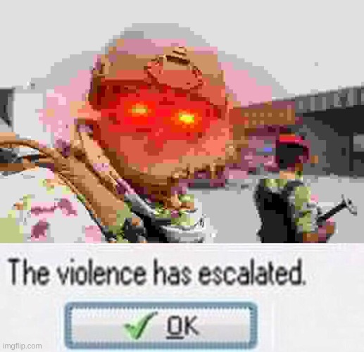 [violence] | image tagged in laser eye desert soldier,the violence has esculated | made w/ Imgflip meme maker