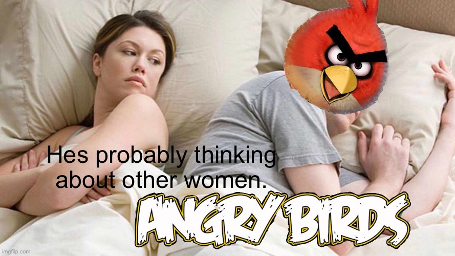 Hes probably thinking about other women. | image tagged in angry birds,i bet he's thinking about other women | made w/ Imgflip meme maker