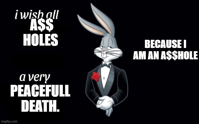 Hmm, Yes. | A$$ HOLES; BECAUSE I AM AN A$$HOLE; PEACEFULL DEATH. | image tagged in i wish all x a very y | made w/ Imgflip meme maker