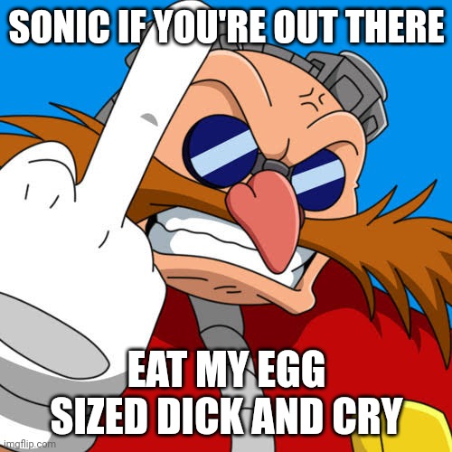 SONIC IF YOU'RE OUT THERE; EAT MY EGG SIZED DICK AND CRY | made w/ Imgflip meme maker