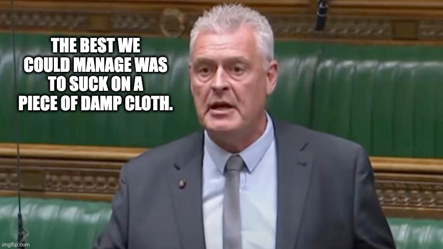 T'Anderson | THE BEST WE COULD MANAGE WAS TO SUCK ON A PIECE OF DAMP CLOTH. | image tagged in foodbanks,torys | made w/ Imgflip meme maker