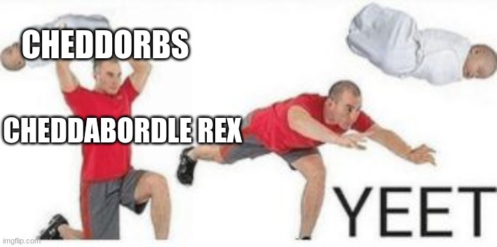 yeet baby | CHEDDORBS; CHEDDABORDLE REX | image tagged in yeet baby | made w/ Imgflip meme maker