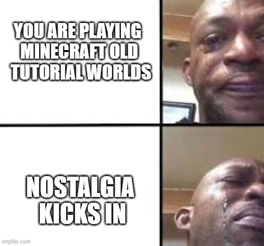 Nostalgia | YOU ARE PLAYING 
MINECRAFT OLD
 TUTORIAL WORLDS; NOSTALGIA
 KICKS IN | image tagged in minecraft | made w/ Imgflip meme maker
