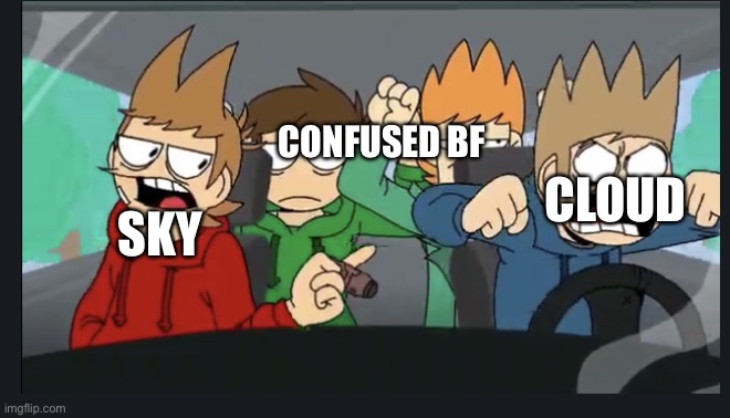 Eddsworld |  CONFUSED BF; CLOUD; SKY | image tagged in eddsworld | made w/ Imgflip meme maker
