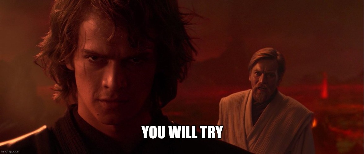 YOU WILL TRY | image tagged in you will try | made w/ Imgflip meme maker
