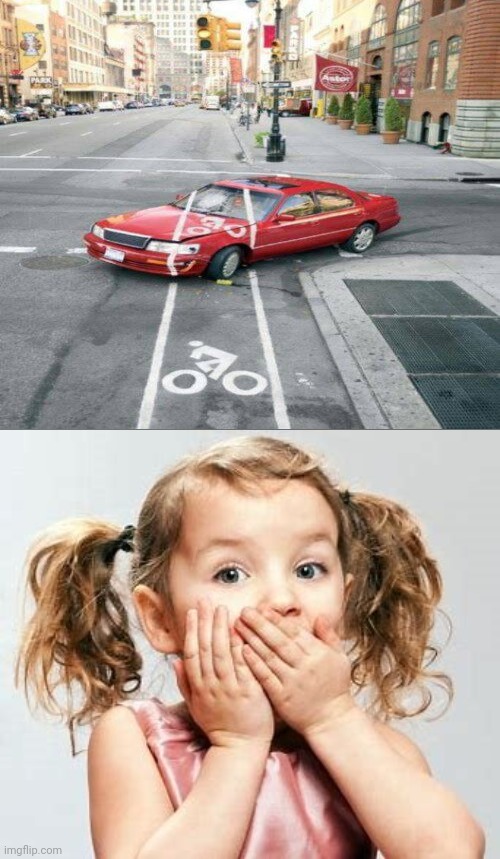 NOOOOO, NOT ON THE RED CAR | image tagged in kid gasping,red car,car,you had one job,memes,road | made w/ Imgflip meme maker