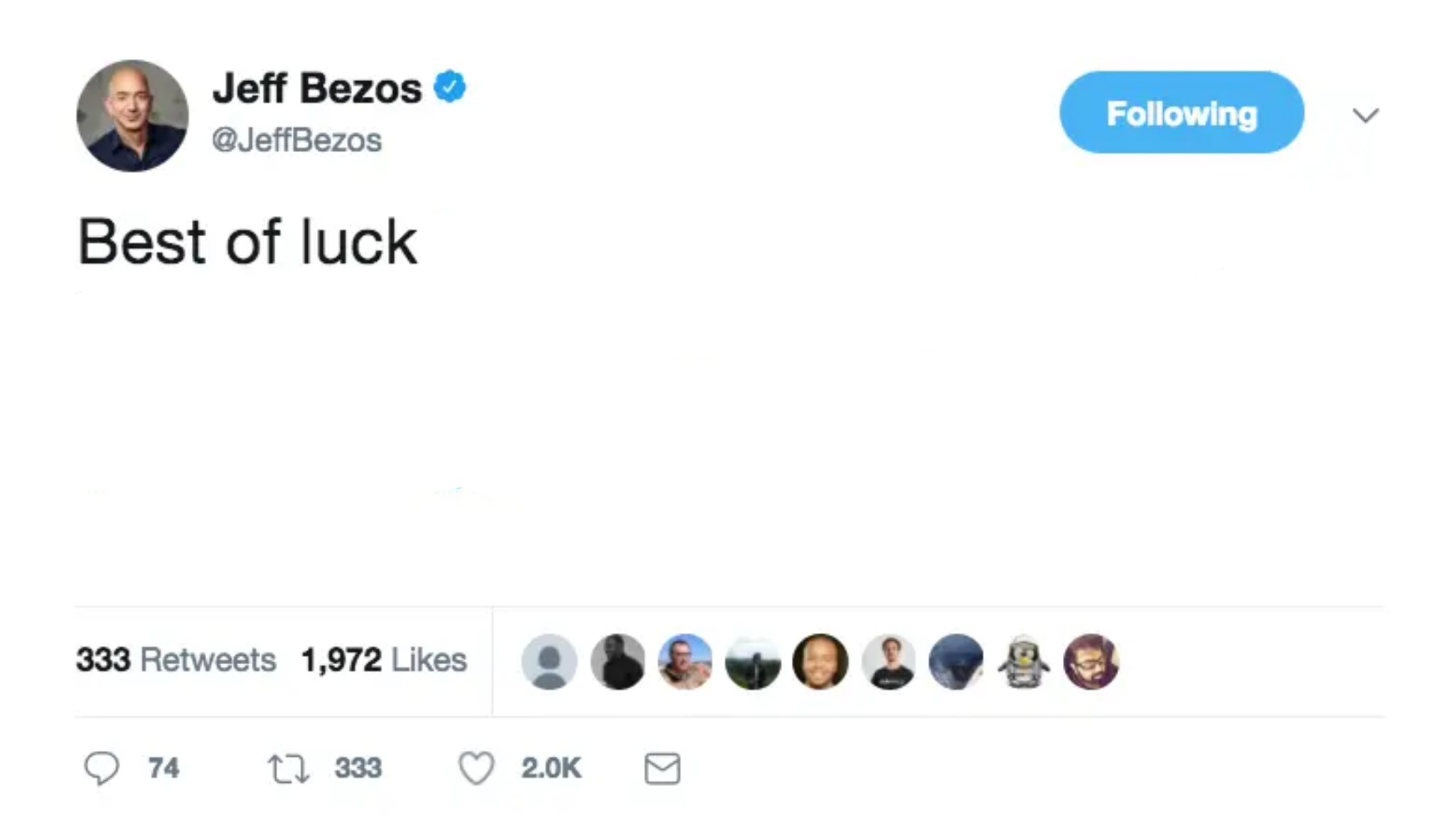 Best of Luck Jeff Bezos Tweet Blank Meme Template