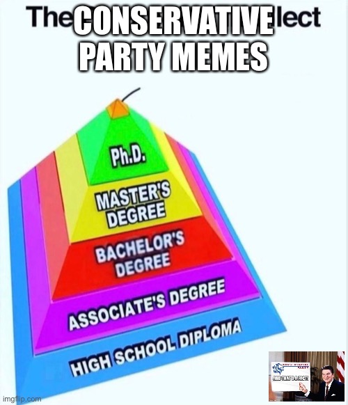 Basedest party | CONSERVATIVE PARTY MEMES | image tagged in the pyramid of intellect blank | made w/ Imgflip meme maker