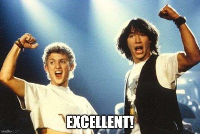 Bill & Ted | EXCELLENT! | image tagged in bill ted | made w/ Imgflip meme maker