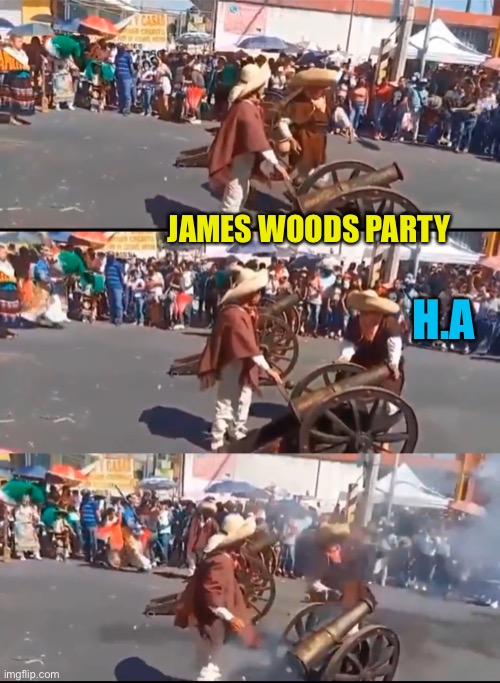 How to lose 3 fingers | JAMES WOODS PARTY; H.A | made w/ Imgflip meme maker