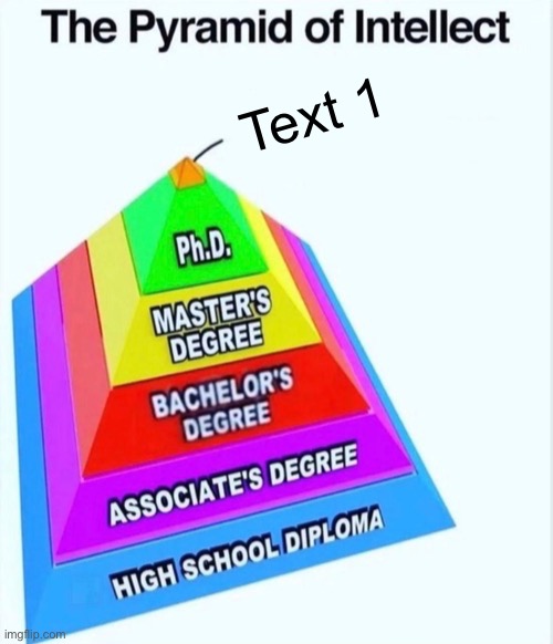 The pyramid of intellect blank | Text 1 | image tagged in the pyramid of intellect blank | made w/ Imgflip meme maker