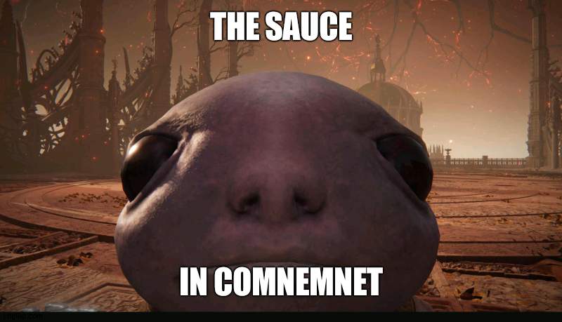 cool. | THE SAUCE; IN COMNEMNET | image tagged in staring albinauric | made w/ Imgflip meme maker