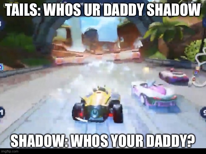 Funny | TAILS: WHOS UR DADDY SHADOW; SHADOW: WHOS YOUR DADDY? | image tagged in whos your daddy shadow,funny | made w/ Imgflip meme maker