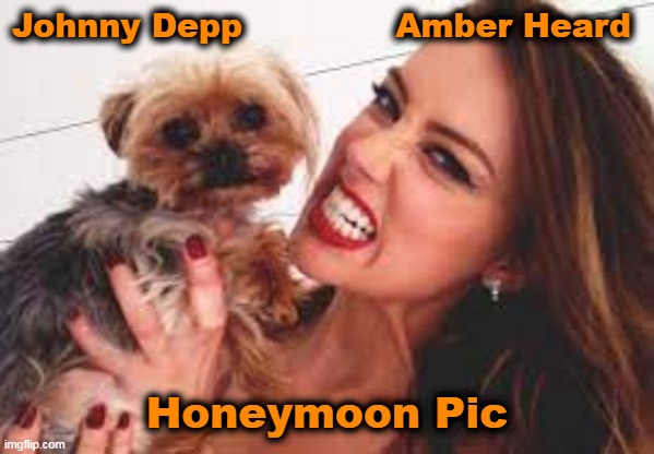 Johnny Depp  Amber Heard Honeymoon Pic | Johnny Depp              Amber Heard; Honeymoon Pic | image tagged in johnny depp,amber heard,amber turd,mega pint,amber lies,defamation trial | made w/ Imgflip meme maker