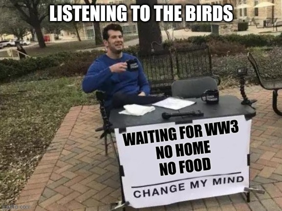 Economic crisis | LISTENING TO THE BIRDS | image tagged in inflation | made w/ Imgflip meme maker