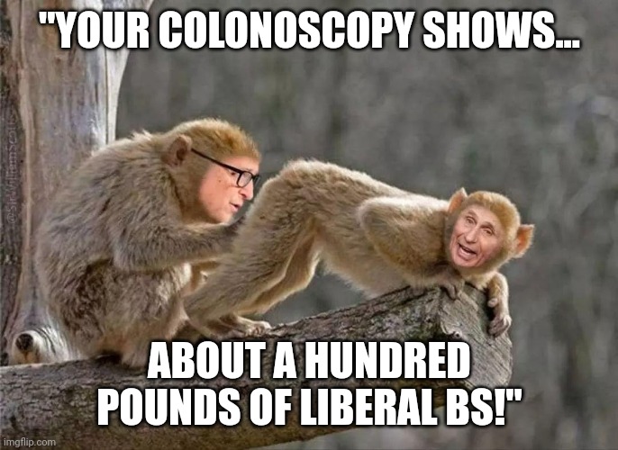Monkey pox | "YOUR COLONOSCOPY SHOWS... ABOUT A HUNDRED POUNDS OF LIBERAL BS!" | image tagged in monkey pox,dr fauci,liberal,colonoscopy | made w/ Imgflip meme maker
