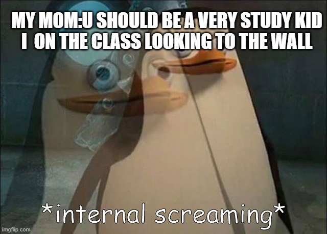 STUD | MY MOM:U SHOULD BE A VERY STUDY KID


I  ON THE CLASS LOOKING TO THE WALL | image tagged in private internal screaming,funny | made w/ Imgflip meme maker