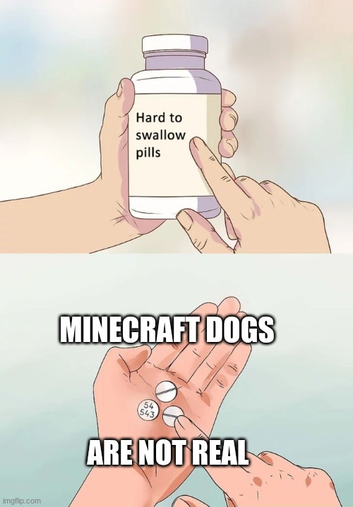 oof that hurt | MINECRAFT DOGS; ARE NOT REAL | image tagged in memes,hard to swallow pills | made w/ Imgflip meme maker