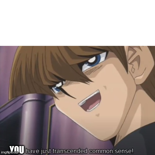 Kaiba Transends Common Sense | YOU | image tagged in kaiba transends common sense | made w/ Imgflip meme maker