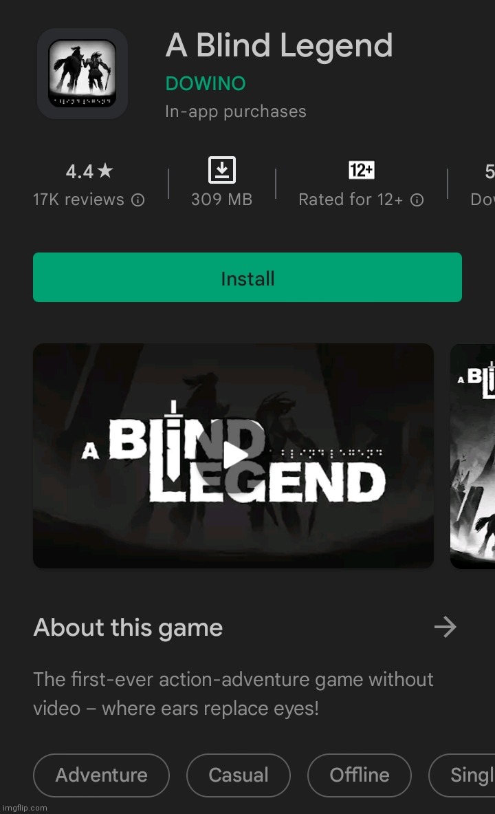 a game where i actually play as a blind character, very cool | made w/ Imgflip meme maker