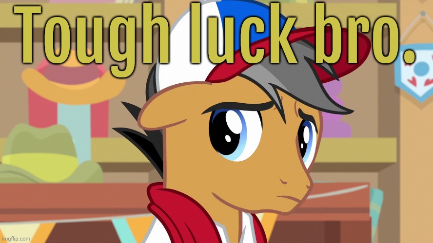 Pouty Pants (MLP) | Tough luck bro. | image tagged in pouty pants mlp | made w/ Imgflip meme maker