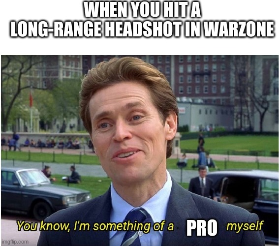 warzone | WHEN YOU HIT A LONG-RANGE HEADSHOT IN WARZONE; PRO | image tagged in you know i'm something of a _ myself | made w/ Imgflip meme maker