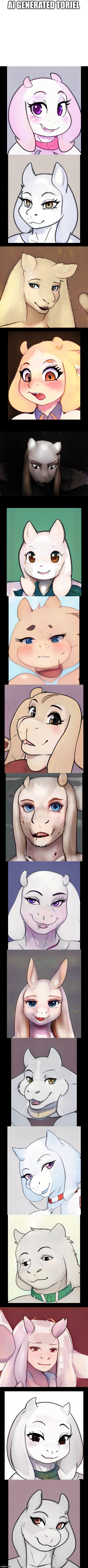 dm me for the link to the website | AI GENERATED TORIEL | image tagged in blank white template | made w/ Imgflip meme maker