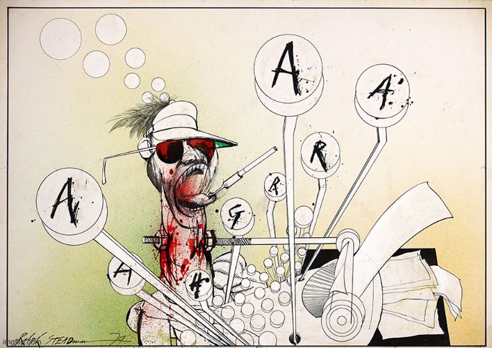 image tagged in ralph steadman,the good doctor hst,johnny depp,memes,gonzo,funny | made w/ Imgflip meme maker