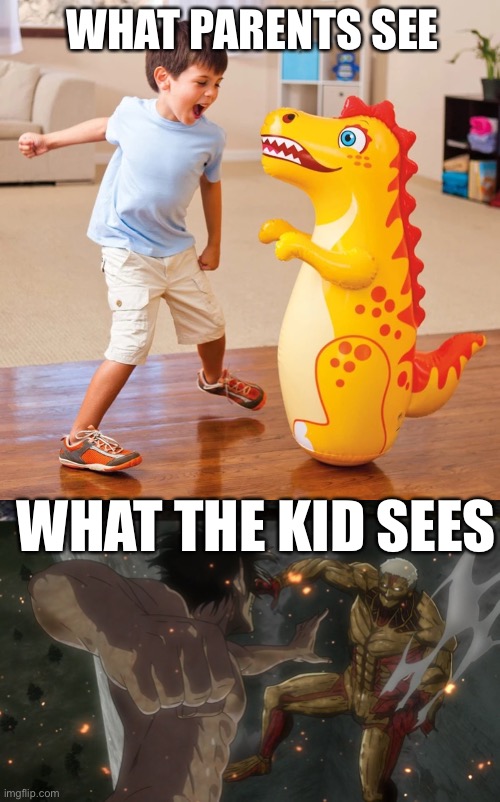 Much epic title | WHAT PARENTS SEE; WHAT THE KID SEES | image tagged in memes,confession bear | made w/ Imgflip meme maker