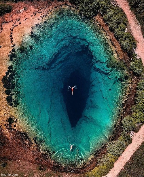 Deep Karst Spring, CroatiaPhoto credit: @peter.rajkai [IG] | image tagged in beautiful,scary,spring,croatia,awesome,photography | made w/ Imgflip meme maker