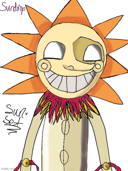 I drew Sun again but a little bit better. Rate it 1-10?- | image tagged in sundrop,drawing,art,ye,fnaf sb | made w/ Imgflip meme maker