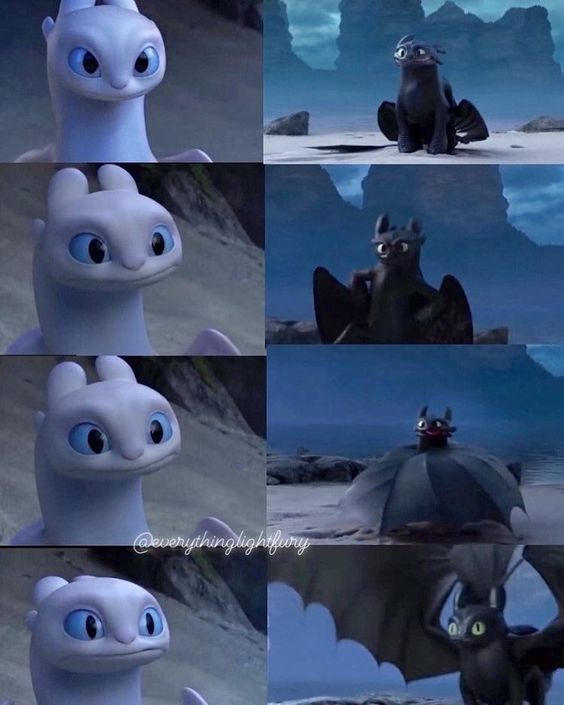 High Quality Lightfury and toothless Blank Meme Template