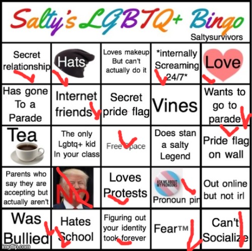 BINGO | image tagged in the pride bingo | made w/ Imgflip meme maker