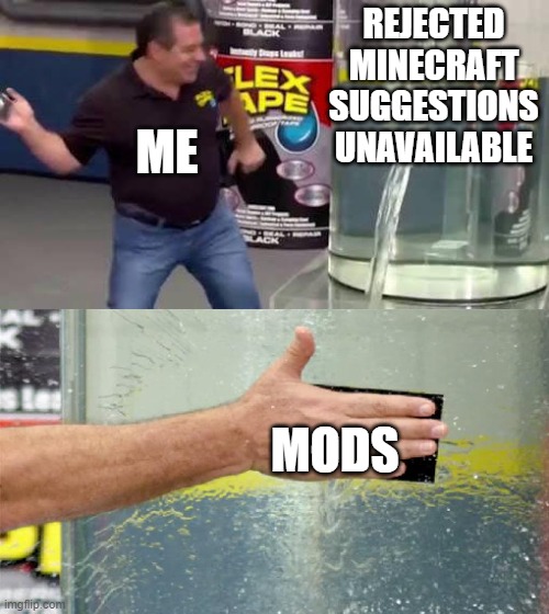 Beware the virus, that's all | REJECTED MINECRAFT SUGGESTIONS UNAVAILABLE; ME; MODS | image tagged in flex tape,relatable,funny,minecraft,memes,lol | made w/ Imgflip meme maker