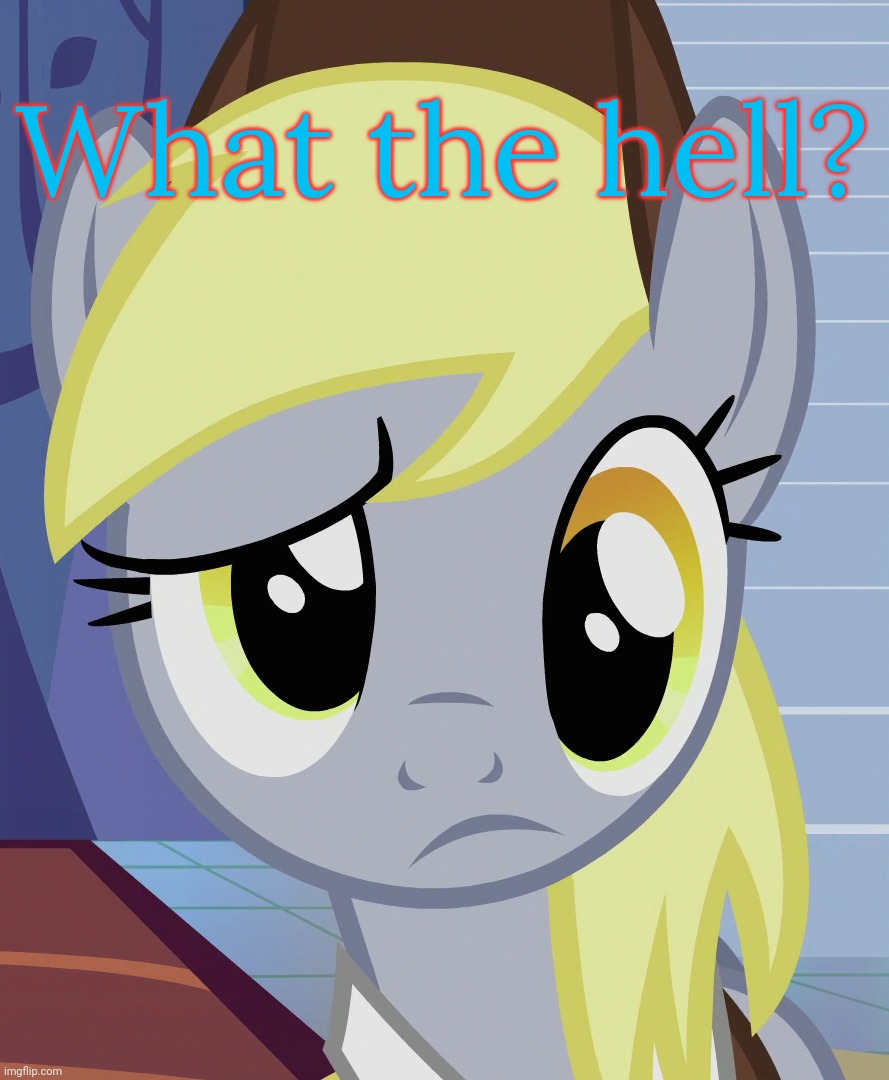 Skeptical Derpy (MLP) | What the hell? | image tagged in skeptical derpy mlp | made w/ Imgflip meme maker