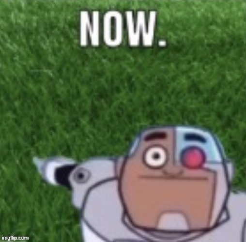 Touch grass. NOW. | image tagged in cyborg touch grass now | made w/ Imgflip meme maker