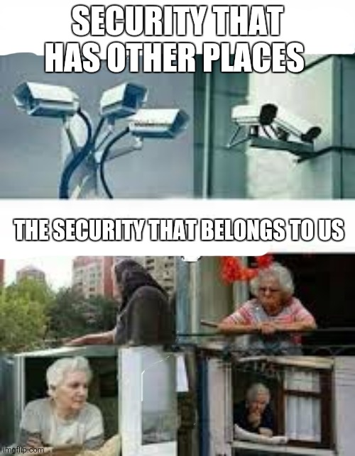 The security that belongs to us | SECURITY THAT HAS OTHER PLACES; THE SECURITY THAT BELONGS TO US | image tagged in security,camera,lol,fun,memes | made w/ Imgflip meme maker