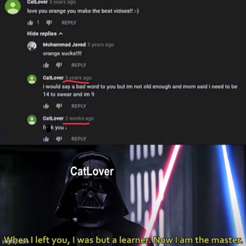 image tagged in memes,star wars,youtube comments | made w/ Imgflip meme maker