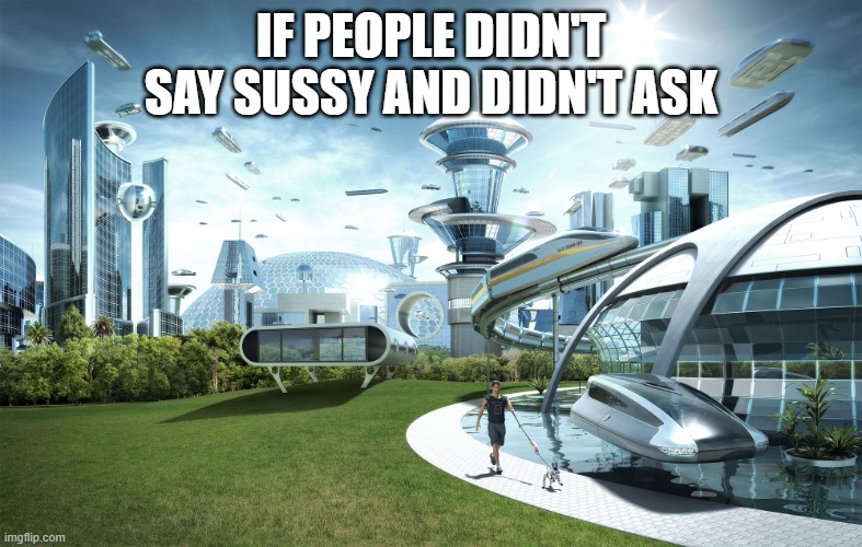 Futuristic Utopia |  IF PEOPLE DIDN'T SAY SUSSY AND DIDN'T ASK | image tagged in futuristic utopia | made w/ Imgflip meme maker