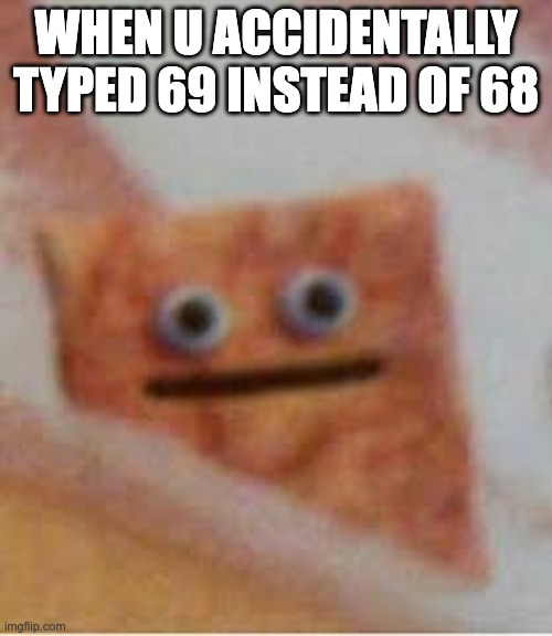 Oops | WHEN U ACCIDENTALLY TYPED 69 INSTEAD OF 68 | image tagged in funny memes | made w/ Imgflip meme maker
