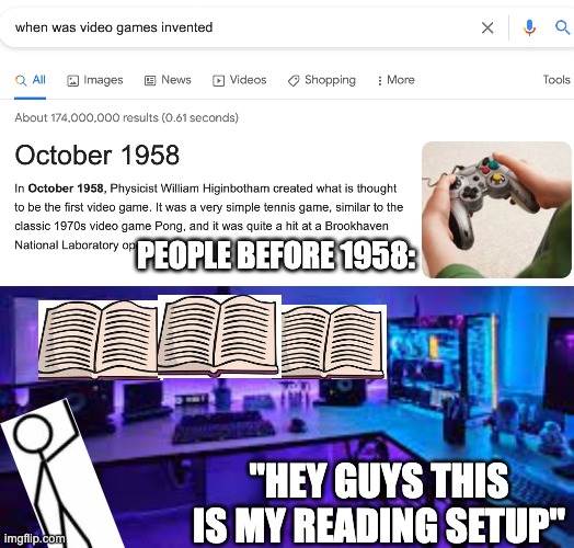 Uhhhhhhhhh....... | PEOPLE BEFORE 1958:; "HEY GUYS THIS IS MY READING SETUP" | image tagged in somethings wrong | made w/ Imgflip meme maker