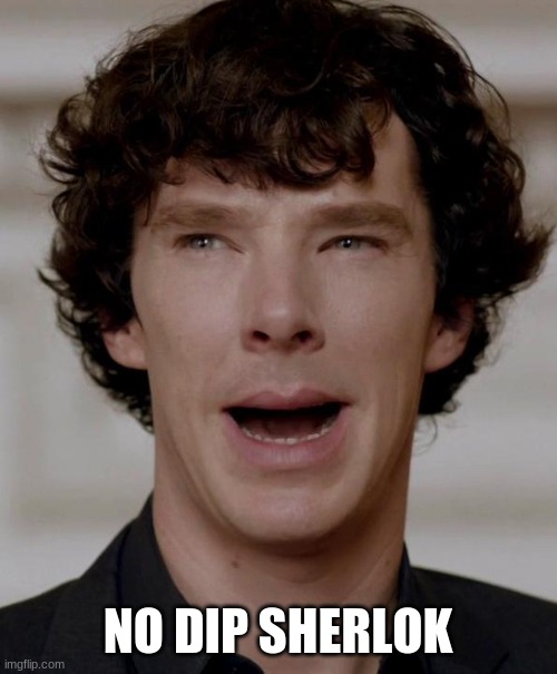 No Sh** Sherlock | NO DIP SHERLOK | image tagged in no sh sherlock | made w/ Imgflip meme maker
