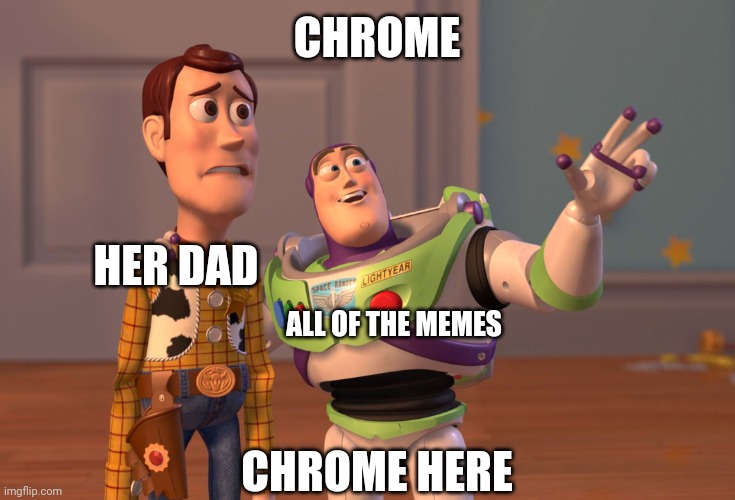 X, X Everywhere Meme | HER DAD ALL OF THE MEMES CHROME CHROME HERE | image tagged in memes,x x everywhere | made w/ Imgflip meme maker