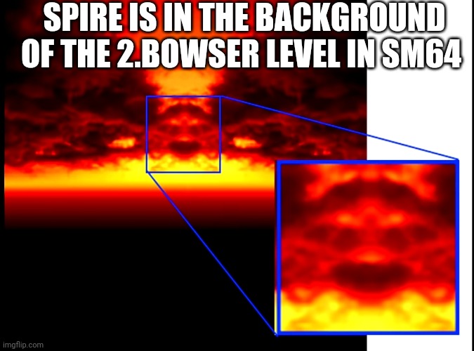 SPIRE IS IN THE BACKGROUND OF THE 2.BOWSER LEVEL IN SM64 | made w/ Imgflip meme maker