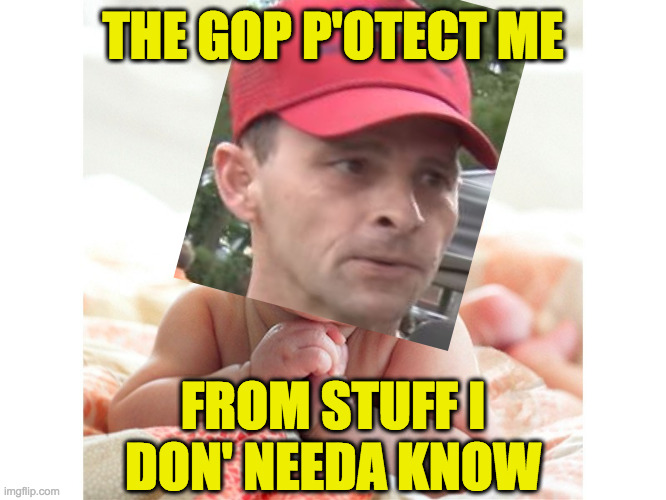 Cute Baby | THE GOP P'OTECT ME FROM STUFF I DON' NEEDA KNOW | image tagged in cute baby | made w/ Imgflip meme maker