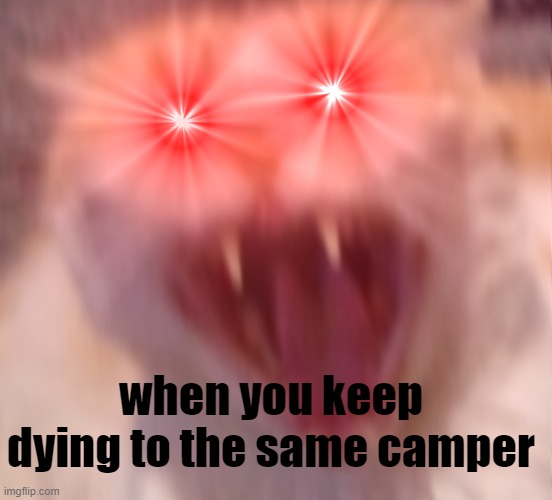 I hate campers, especially he cloak spitfire dudes | when you keep dying to the same camper | image tagged in angry cat,camper,games,rage | made w/ Imgflip meme maker